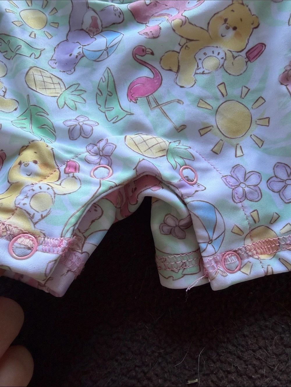 Care Bears Pink Pastel Printed Long-Sleeve Swim Suit